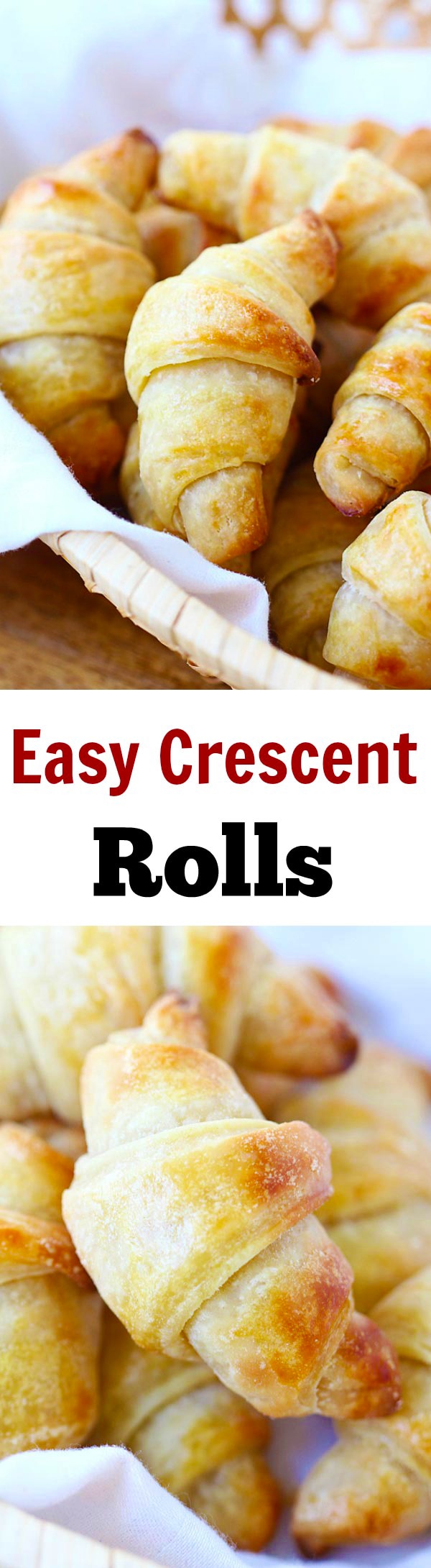 Crescent Rolls – Easy homemade crescent rolls recipe that anyone can make. Flaky, buttery, and fluffy, these rolls are the best!! | rasamalaysia.com