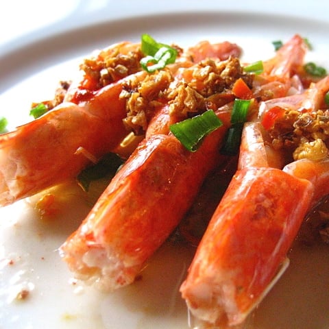 Steamed Shrimp with Garlic Oil