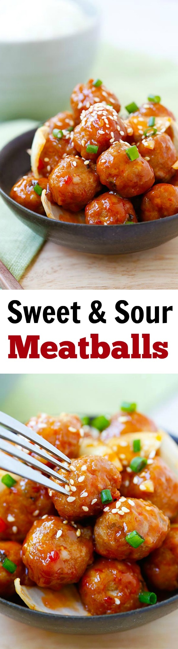 Sweet and Sour Meatballs - the best meatballs ever with sweet and sour sauce. These meatballs are so good you'll want them everyday! | rasamalaysia.com