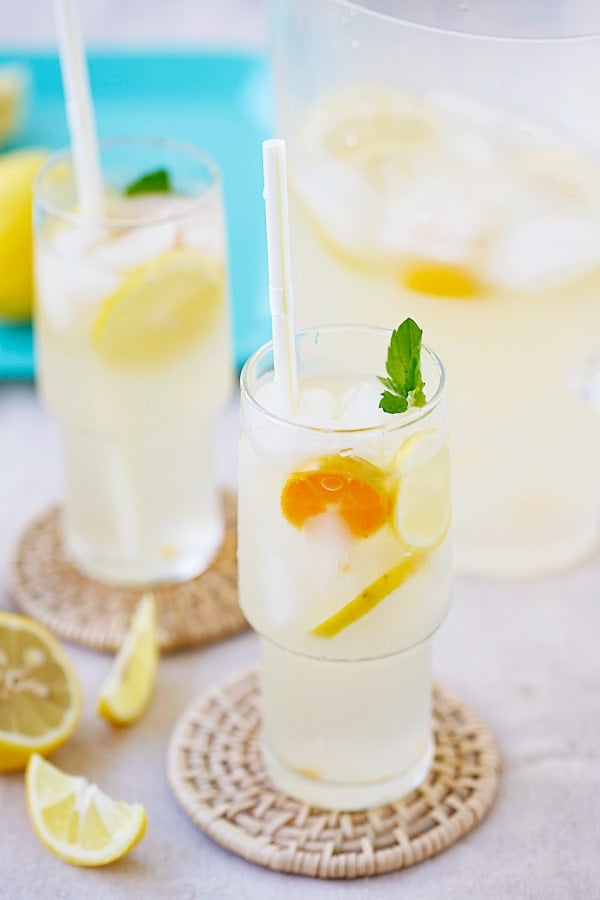 Easy homemade coconut water lemonade.