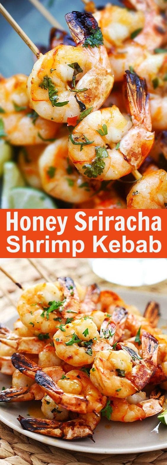 Honey Sriracha Shrimp Kebab - crazy delicious shrimp kebab with honey Sriracha butter. Thread shrimp on skewers and grill, so easy!! | rasamalaysia.com