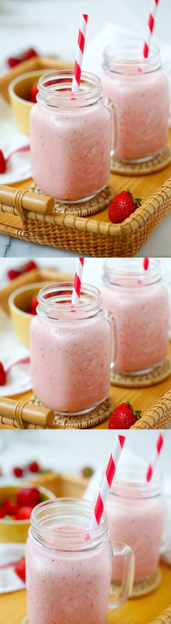 Jamba Juice Strawberry Wild Copycat - una ricetta facile che è esattamente come il vero frullato a Jamba Juice. Sano budget-friendly! | rasamalaysia.com