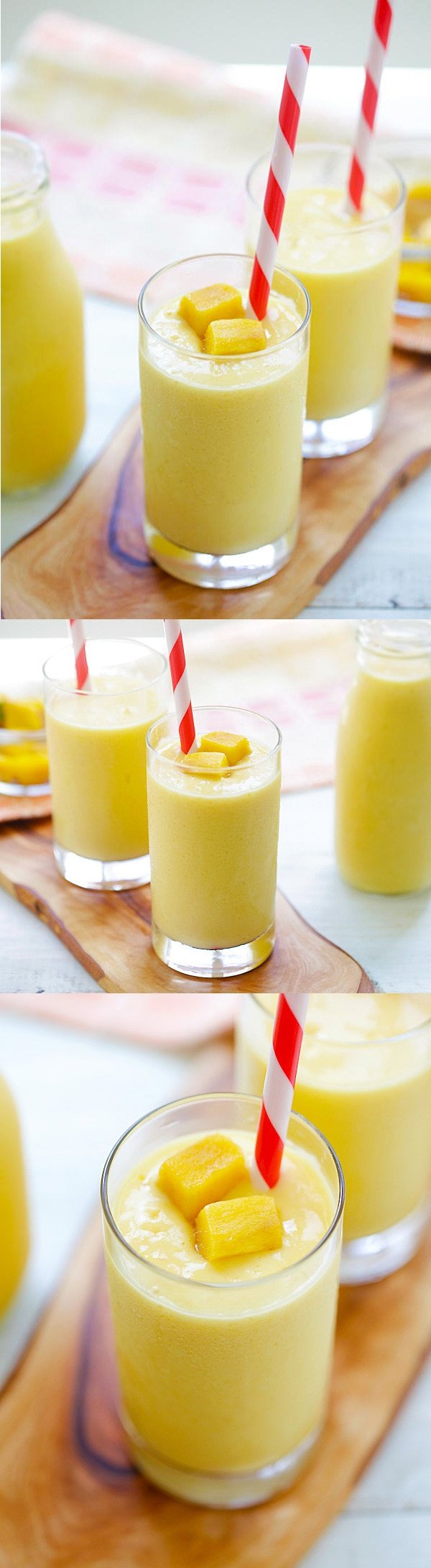 Mango Lassi - a rich, popular Indian smoothie with fresh mango, yogurt and honey. Easy recipe that takes 10 mins to make! | rasamalaysia.com