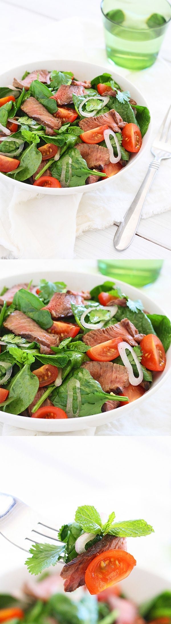 Thai Beef Salad is a tasty salad with beef and greens in a savory dressing. Easy Thai beef salad recipe that everyone can make at home. | rasamalaysia.com