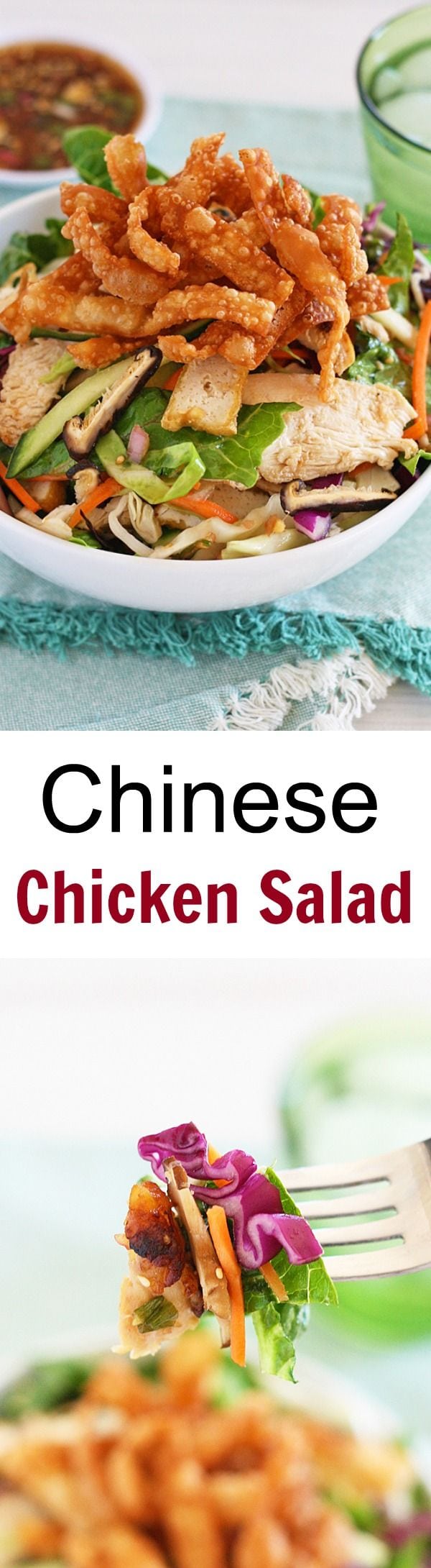 Chinese Chicken Salad - healthy salad with chicken breast and Chinese dressings. Homemade tastes better than restaurants & cheaper | rasamalaysia.com