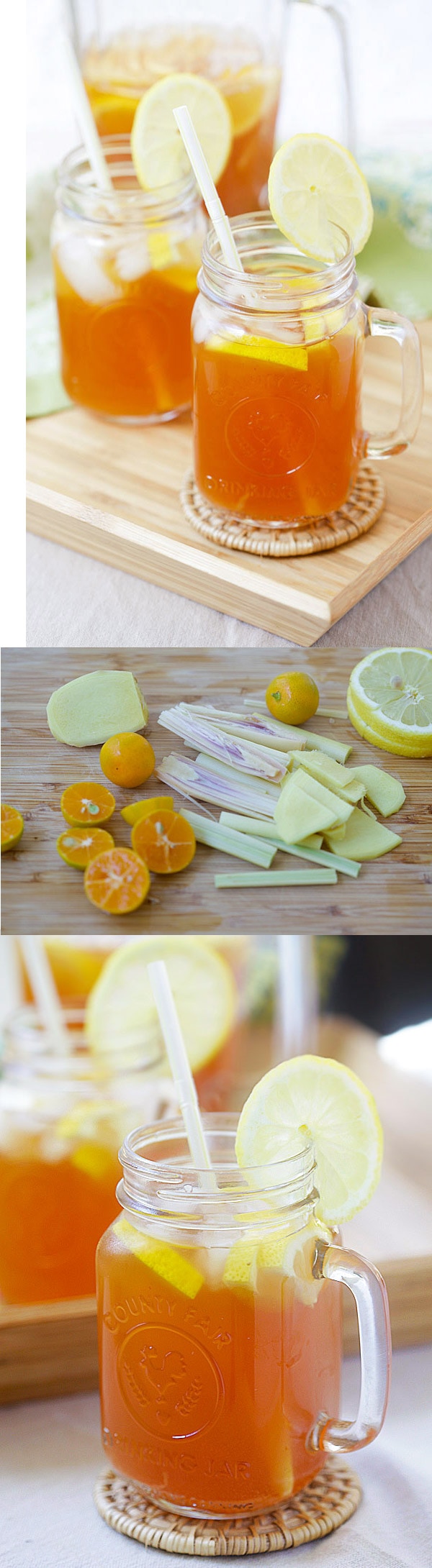 Ginger Lemongrass Detox Iced Tea - this beverage promises body detox with ginger and lemongrass. So easy to make and perfect for summer! | rasamalaysia.com