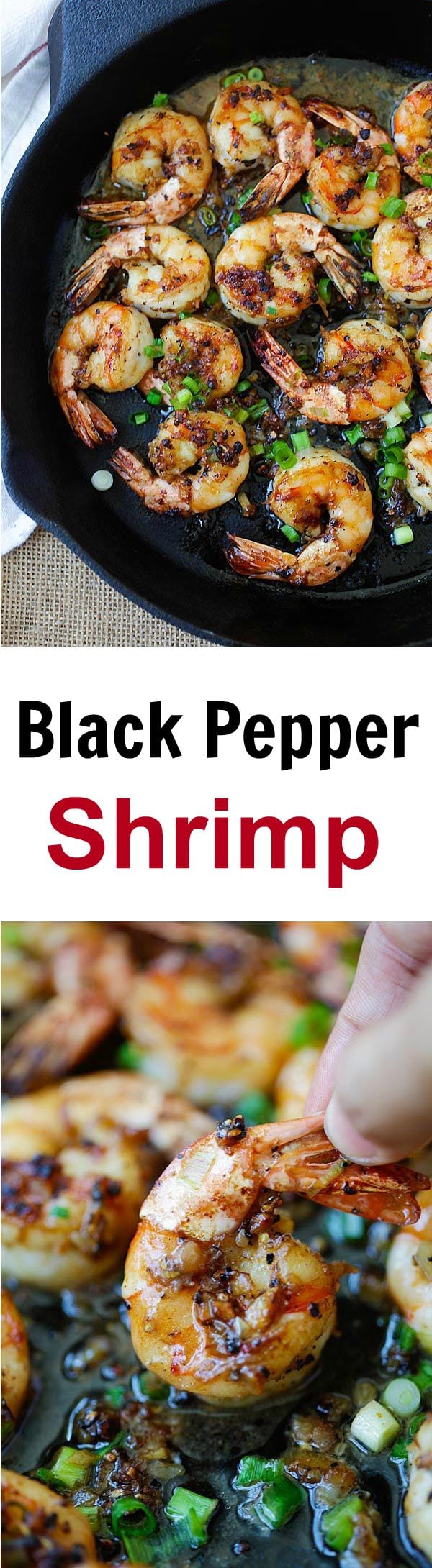 Black pepper shrimp – garlicky and buttery shrimp in a savory black pepper sauce. An easy recipe that takes 20 minutes, so delicious! | rasamalaysia.com