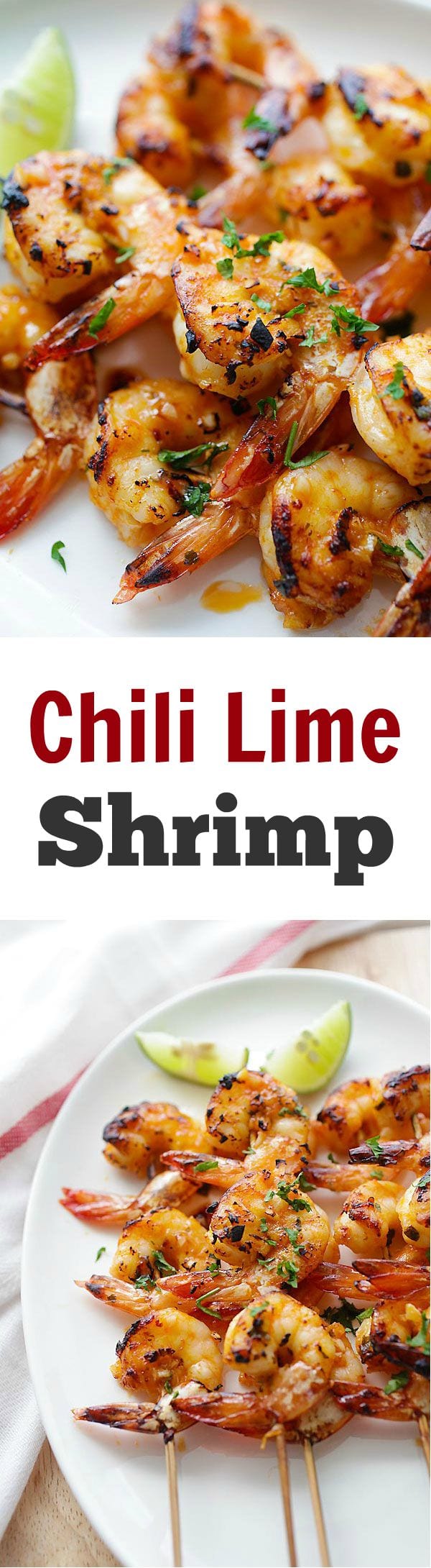 Chili Lime Shrimp - juicy and succulent shrimp marinated with chili and lime and grill/baked to perfection. So good and so easy! | rasamalaysia.com