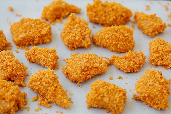 Tortilla Chip-Crusted Chicken Bites | Easy Delicious Recipes