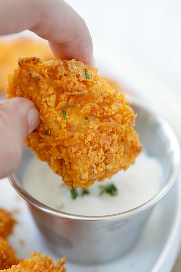 Tortilla Chip-Crusted Chicken Bites  Easy Delicious Recipes