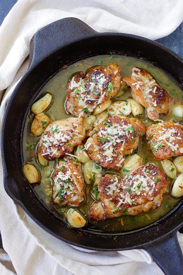 Buttery Garlic Parmesan Chicken in a skillet.