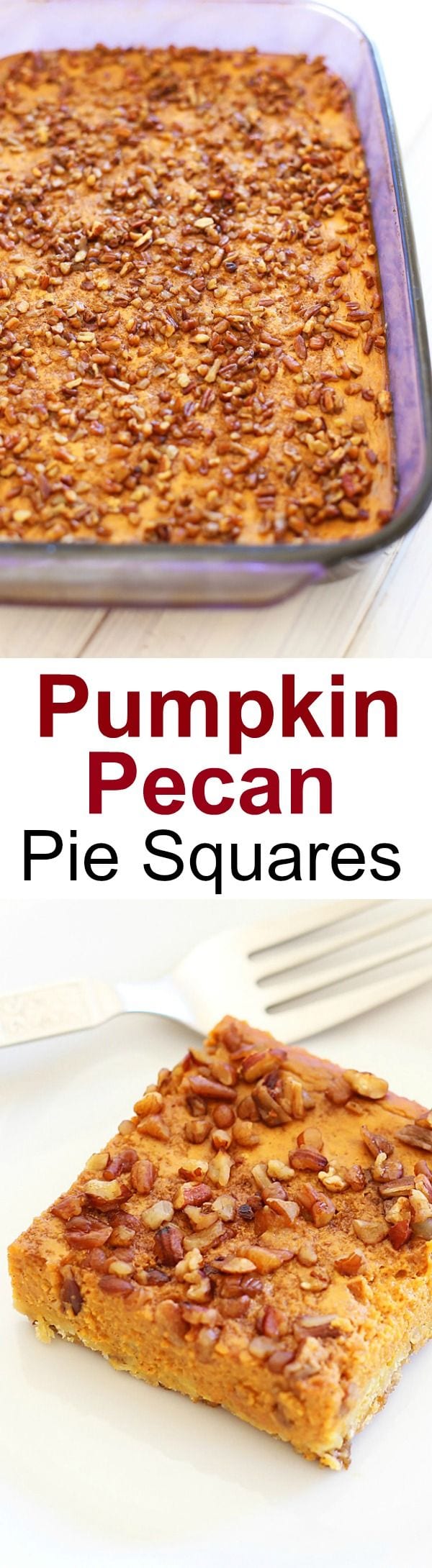 Pumpkin Pecan Pie Squares – sweet, nutty, crumbly pumpkin dessert topped with toasted pecans, so good, addictive you won't stop eating! | rasamalaysia.com