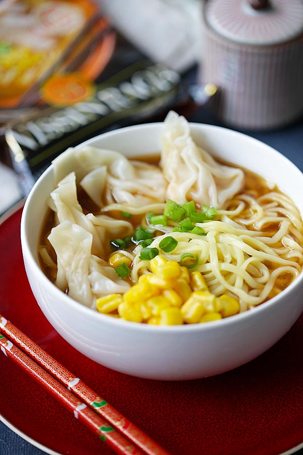 Shrimp Wonton Miso Soup with ramen recipe.