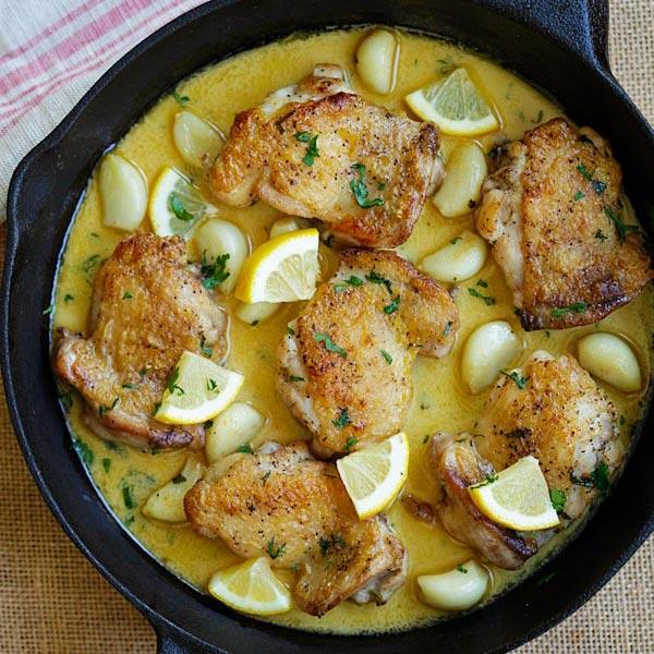 Creamy Lemon Garlic Chicken - Rasa Malaysia