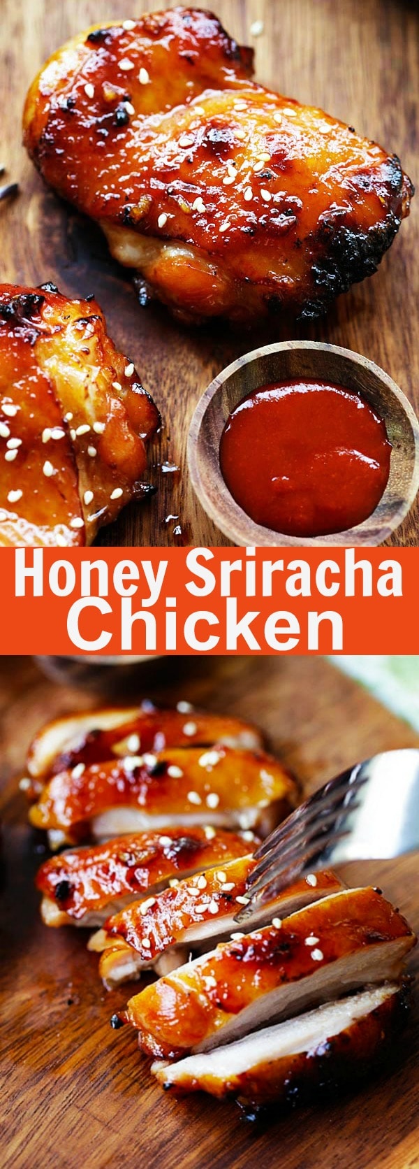 Honey Sriracha Chicken – crazy delicious chicken with honey sriracha marinade. Make it on a skillet, bake or grill for dinner tonight | rasamalaysia.com