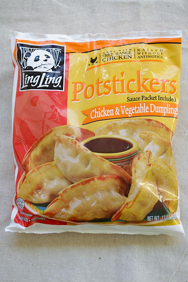 A bag of frozen pot stickers.