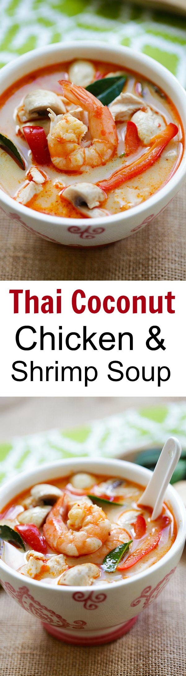 Thai Coconut Chicken & Shrimp Soup - Rasa Malaysia