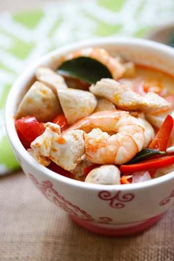 Thai Coconut Chicken and Shrimp Soup - Rasa Malaysia