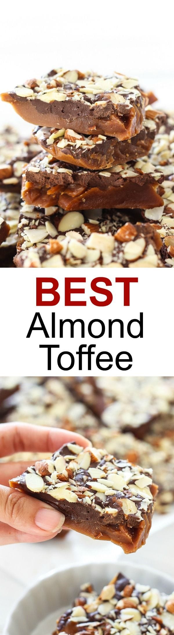 Almond Toffee – easy and the best homemade almond toffee recipe that is sweet, nutty, crunchy. Perfect candy for Christmas holidays | rasamalaysia.com