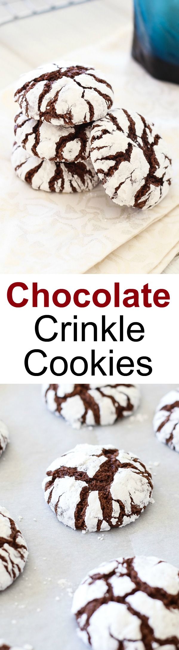 Chocolate Crinkle Cookies - best, homemade, classic Christmas holiday cookies recipe! Sweet, fudgy and loaded with cocoa and sugar | rasamalaysia.com