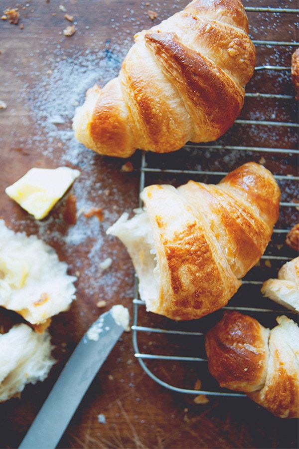 Buttery, flaky, golden and crunchy homemade French croissant.