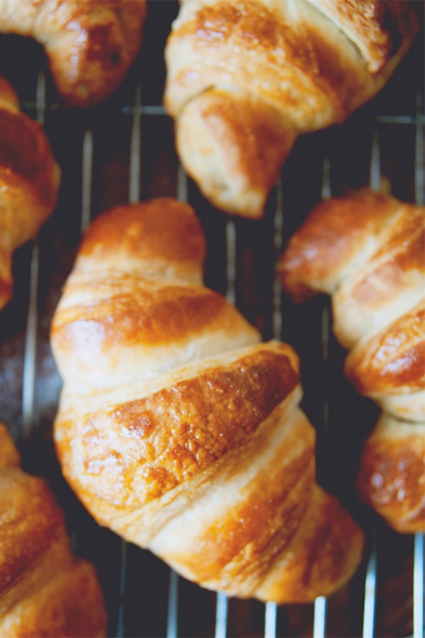 Easy and quick homemade French croissant closed up.