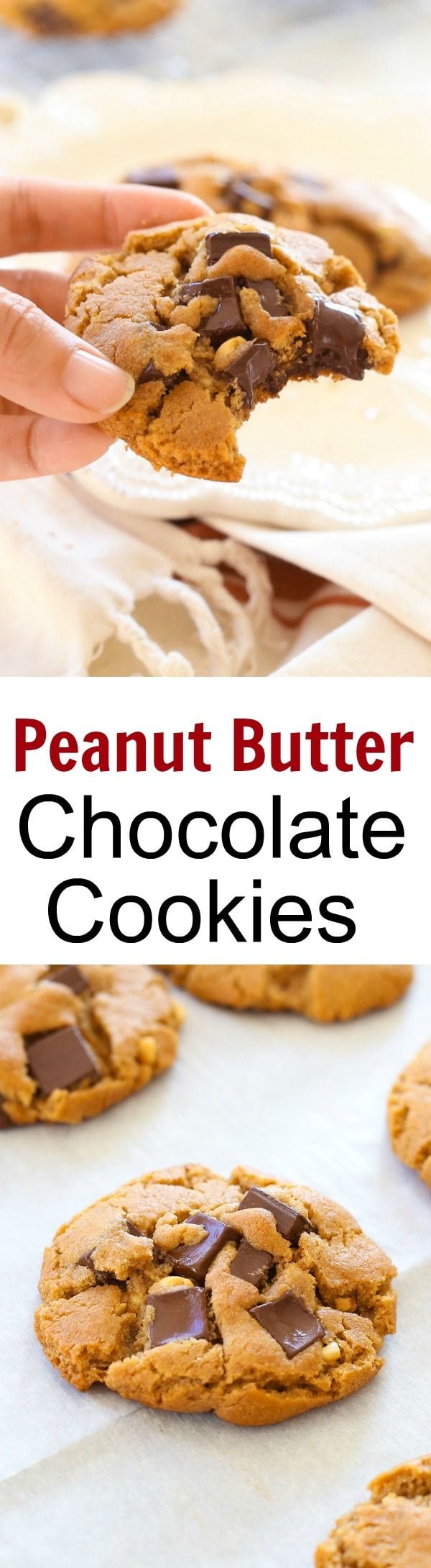 Peanut Butter Dark Chocolate Cookies – buttery cookies loaded with chocolate and peanut butter. So delicious you can't stop eating | rasamalaysia.com