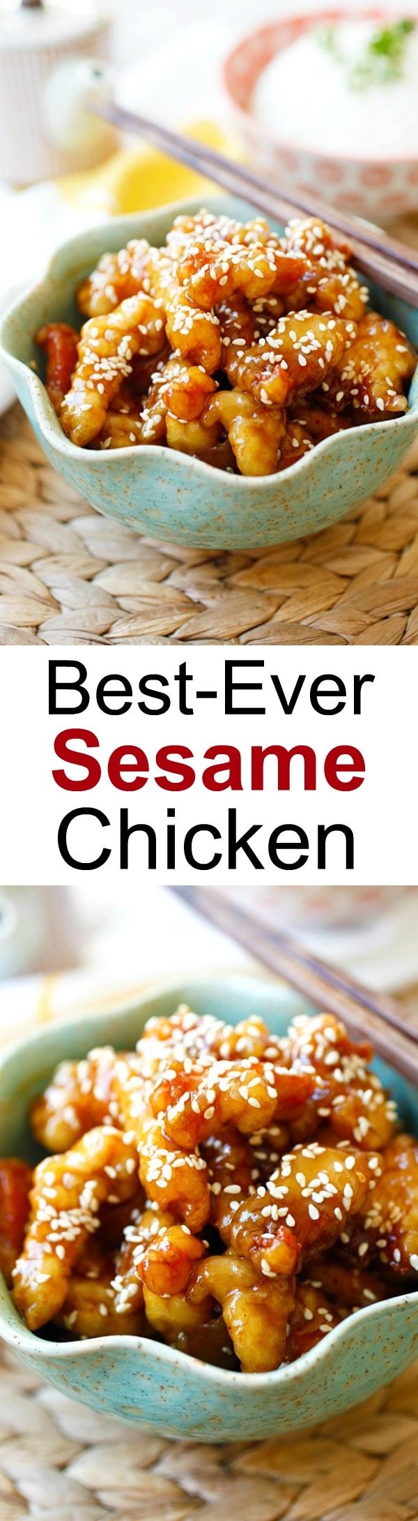 Sesame Chicken - easy, healthy and homemade Chinese Sesame Chicken recipe with sesame sauce. This is the BEST recipe you'll find online and tastes just like takeout restaurants. | rasamalaysia.com