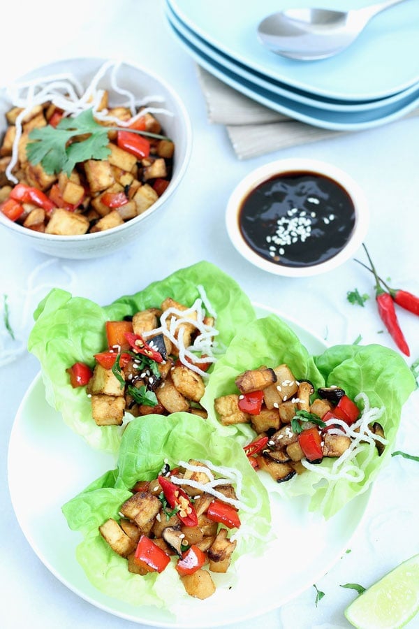 Vegan Lettuce Wraps in a plate.