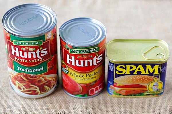 Spam Spaghetti ingredients.