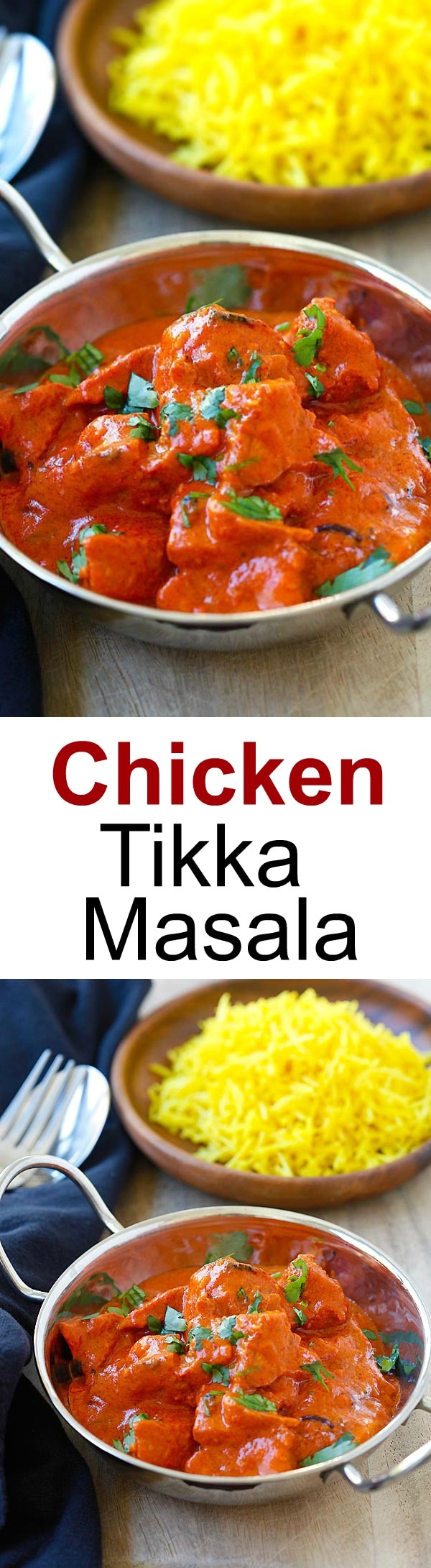 Chicken Tikka Masala - rich and creamy chicken tikka masala recipe with spicy tomato sauce. Easy and much better than Indian restaurants | rasamalaysia.com