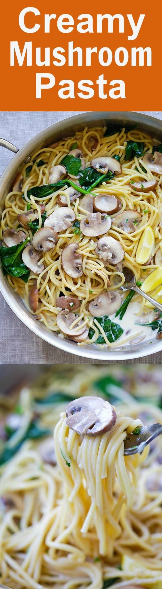 Creamy Mushroom Pasta – crazy delicious one-pot pasta with creamy mushroom sauce, every spaghetti strand is coated in creamy goodness | rasamalaysia.com
