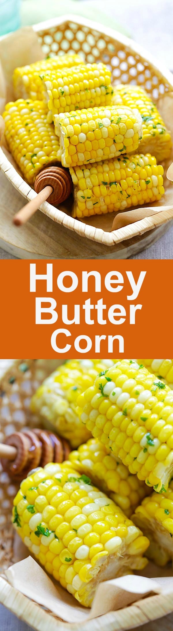 Honey Butter Corn - juicy and sweet corns with sticky sweet and buttery honey butter. Quick and easy recipe that takes only 12 mins | rasamalaysia.com