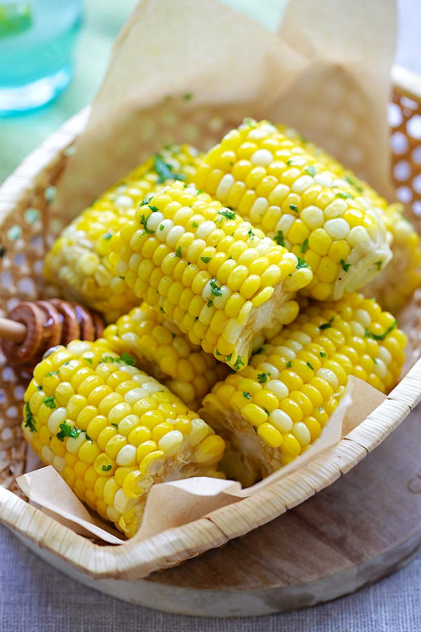 Homemade healthy oven baked Honey Butter Corn.