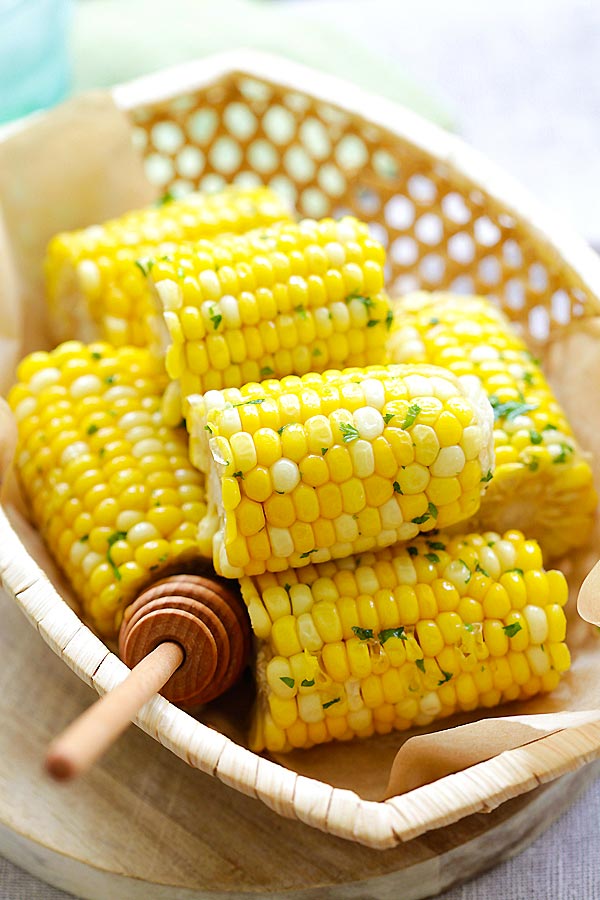 Honey Butter Corn in a basket.