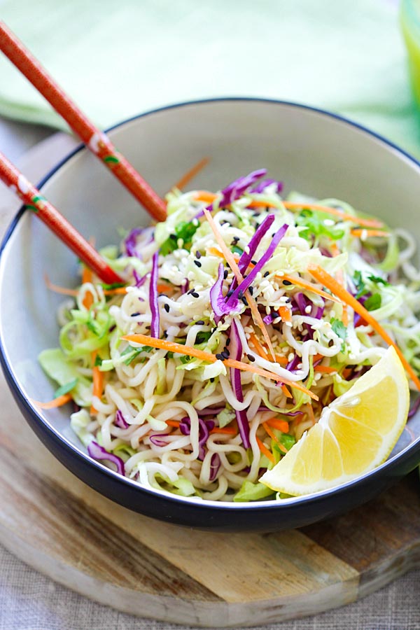 japanese cabbage salad with ichiban noodles