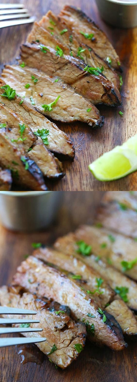 Honey Sriracha Flank Steak - Tender and juicy steak marinated with honey sriracha butter. So easy, delicious and the best grilled steak recipe ever | rasamalaysia.com