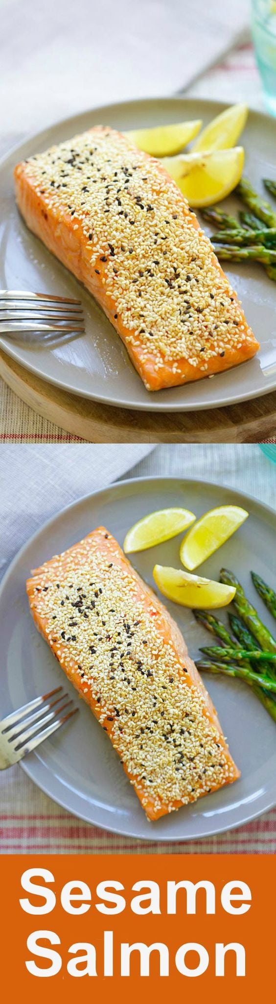 Sesame Salmon - juicy salmon marinated with soy sauce, Thai sweet chili sauce, honey, vinegar and coated with sesame. Healthy dinner for the family | rasamalaysia.com