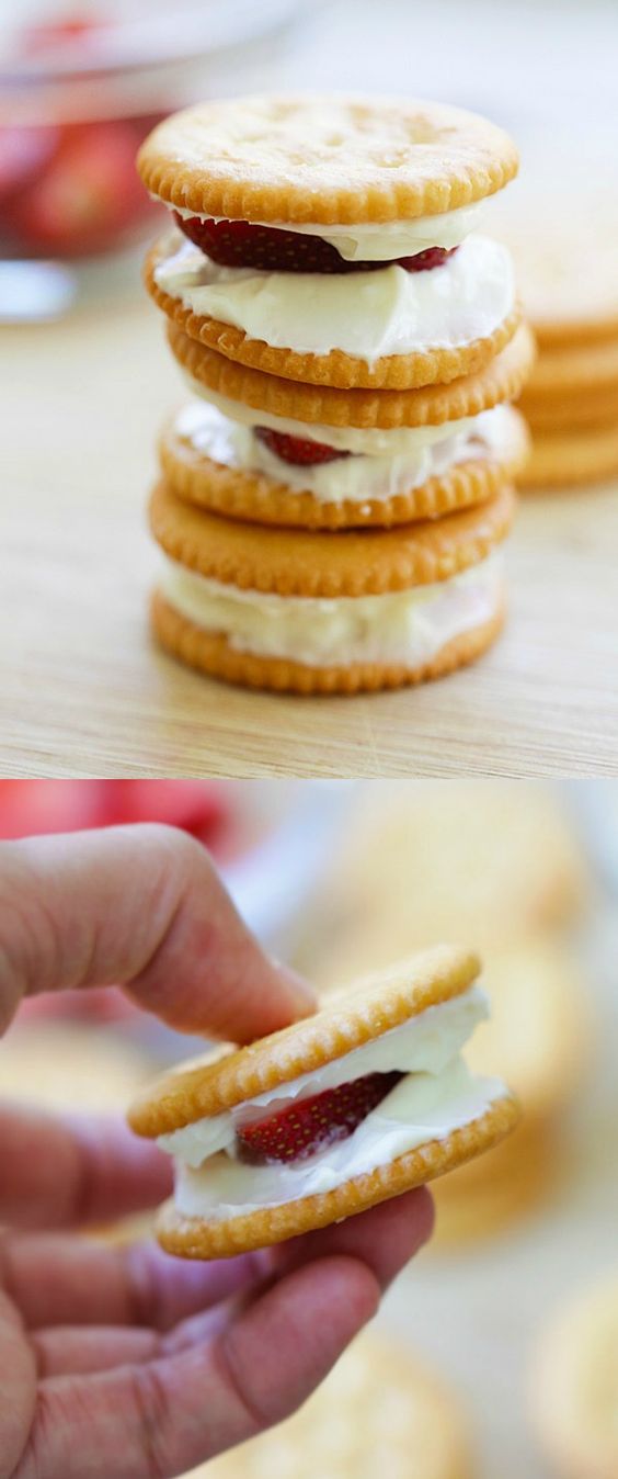 Strawberry Cheesecake RITZwich - no-bake strawberry cheesecake sandwich using RITZ crackers. Quick and simple snack anytime of the day | rasamalaysia.com