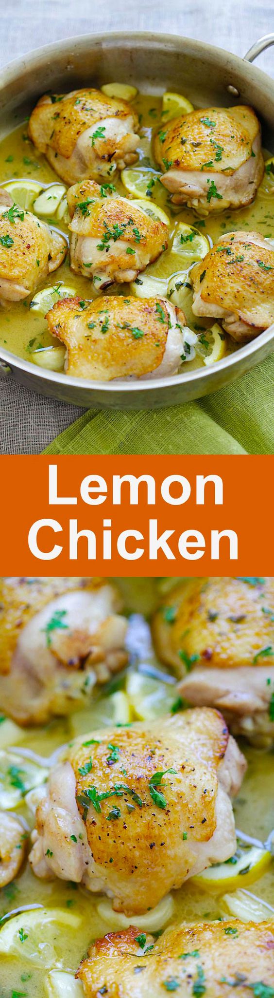 Lemon Chicken - one pan chicken pan-fried to golden perfection in buttery lemon sauce. Easy lemon chicken recipe that is perfect for dinner | rasamalaysia.com