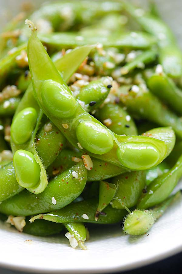 The inside of edamame beans.