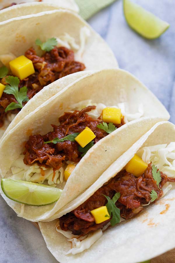 Easiest homemade beef brisket taco with mango.