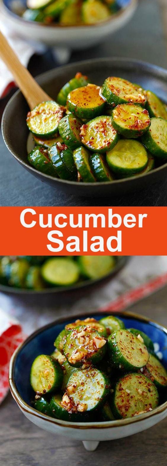 Asian Cucumber Salad – healthy cucumber salad with Asian spices. So refreshing and easy. A perfect appetizer for any meals | rasamalaysia.com