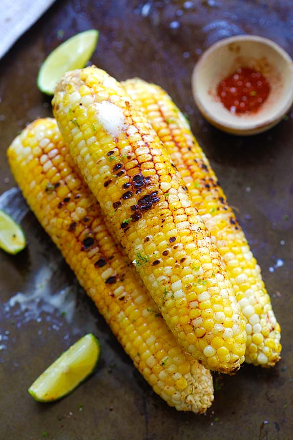 Easy homemade grilled corn with chili lime spice.