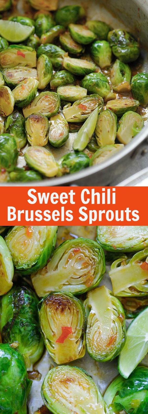 Sweet Chili Brussels Sprouts – easy and delicious sauteed brussels sprouts with Thai sweet chili sauce. Takes 15 mins to make | rasamalaysia.com