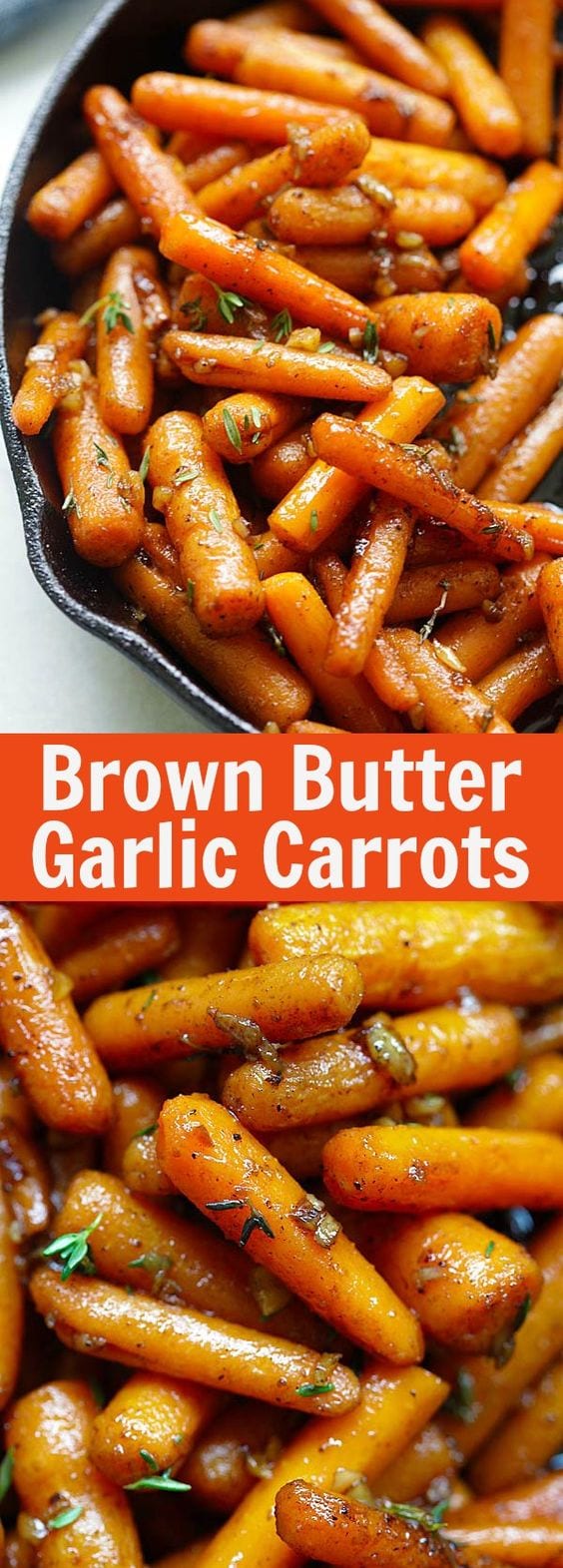 Brown Butter Garlic Honey Roasted Carrots – the best roasted carrots ever with lots of garlic, brown butter and honey. SO good | rasamalaysia.com