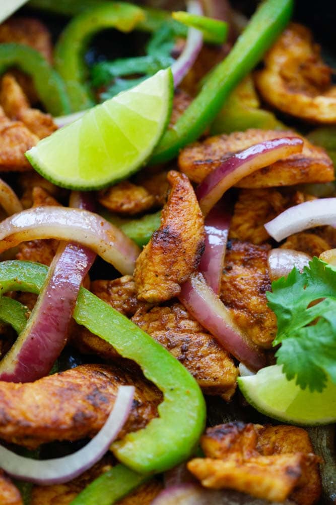 Homemade Sizzling Mexican Chicken Fajita with mix spices marinade recipe.