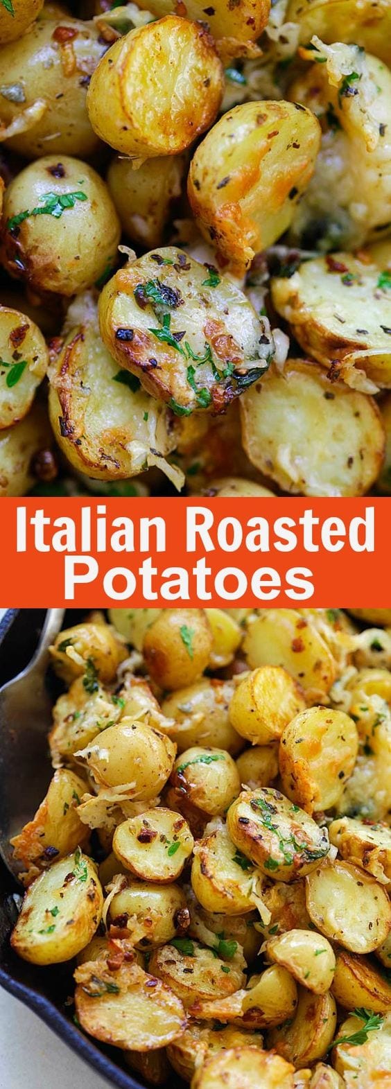 Italian Roasted Potatoes - buttery, cheesy oven-roasted potatoes with Italian seasoning, garlic, paprika and Parmesan cheese. So delicious | rasamalaysia.com
