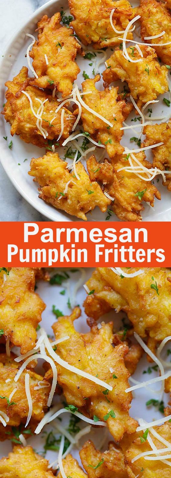 Parmesan Pumpkin Fritters - crazy delicious pumpkin fritters recipe with Parmesan cheese. Easy, fail-proof and takes only 20 mins | rasamalaysia.com