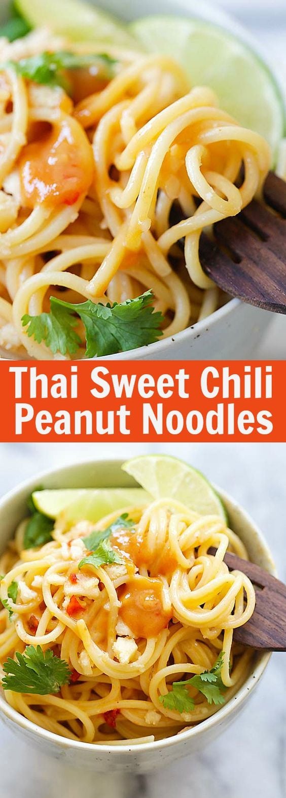 Thai Sweet Chili Peanut Noodles – quick noodles with a creamy and spicy Thai peanut sauce. Four ingredients and 15 minutes to make | rasamalaysia.com